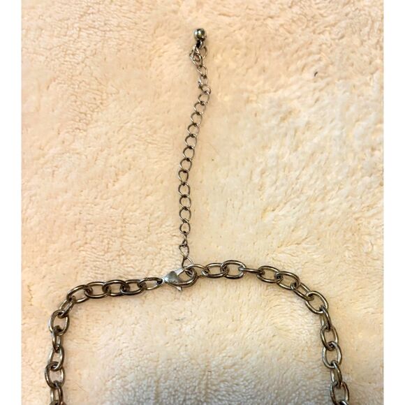 Turkish Style Tribal Design Boho Bib Silver Tone Statement Necklace - Picture 4 of 4